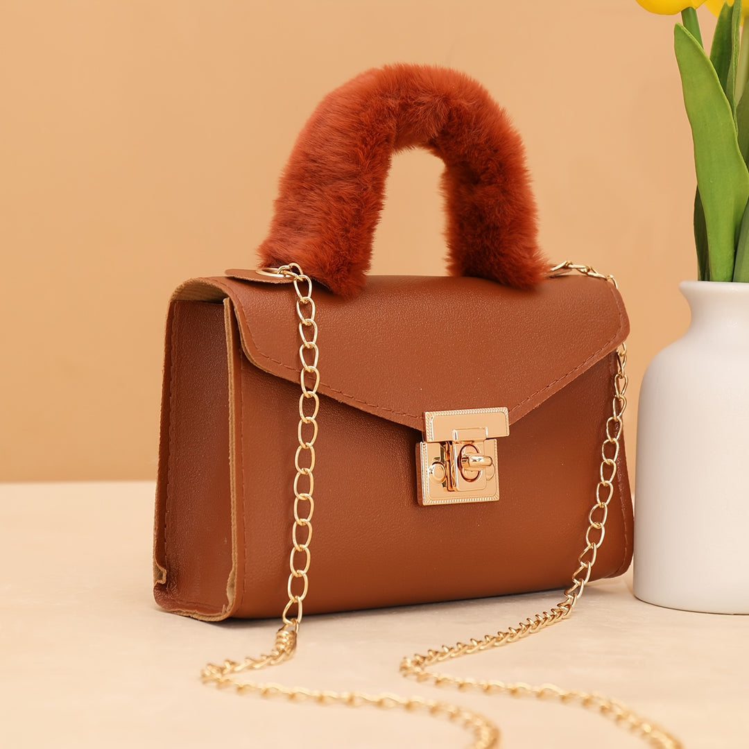 Freya | Faux Fur Handle Chain Crossbody
