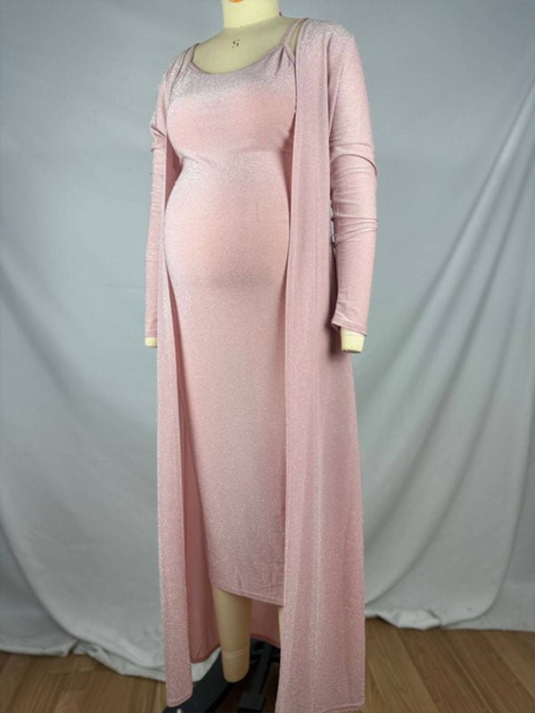 Camilla | 2-Piece Shimmer Midi Dress &amp; Duster Cardigan Set