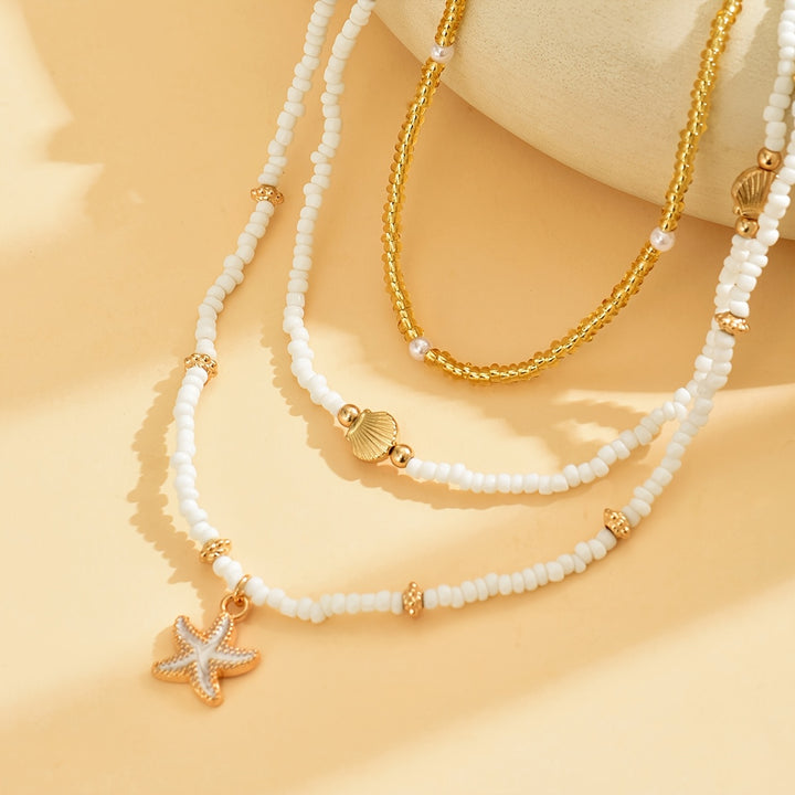 Mirella | Coastal Shell &amp; Starfish Beaded Choker Necklace Set