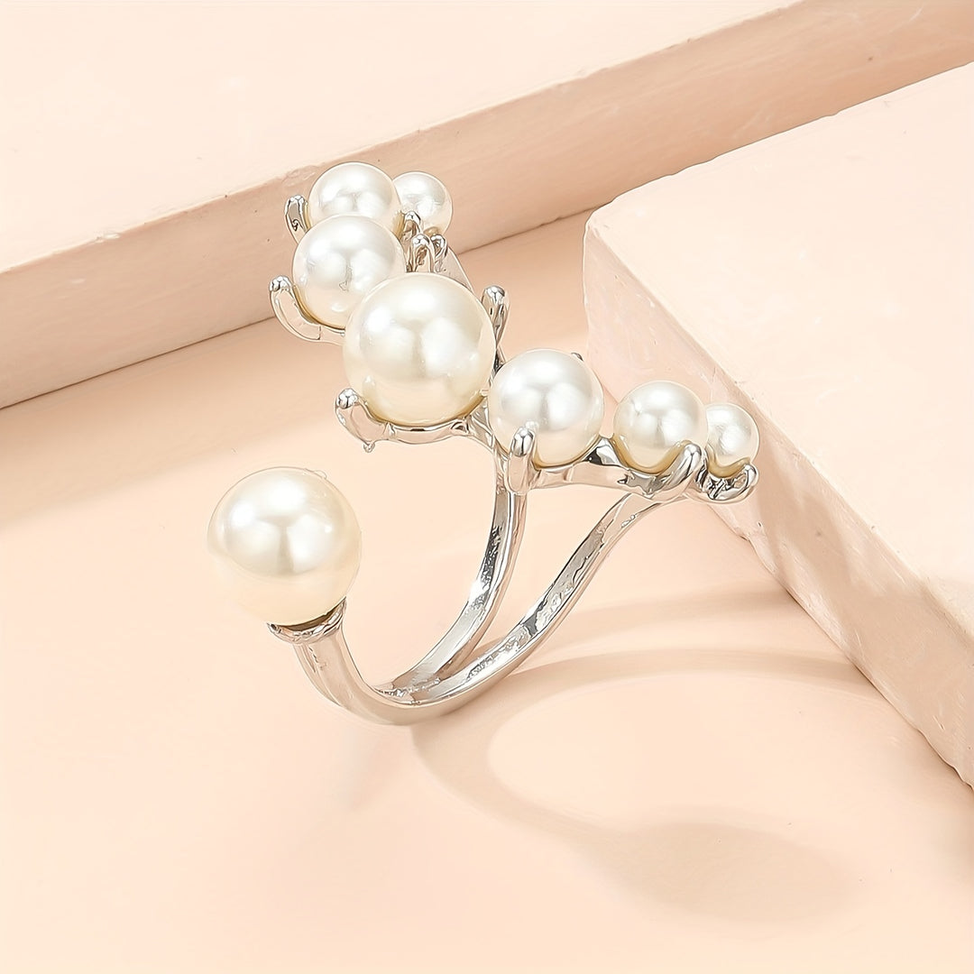 Geneva | French Retro Faux Pearl Cluster Statement Ring