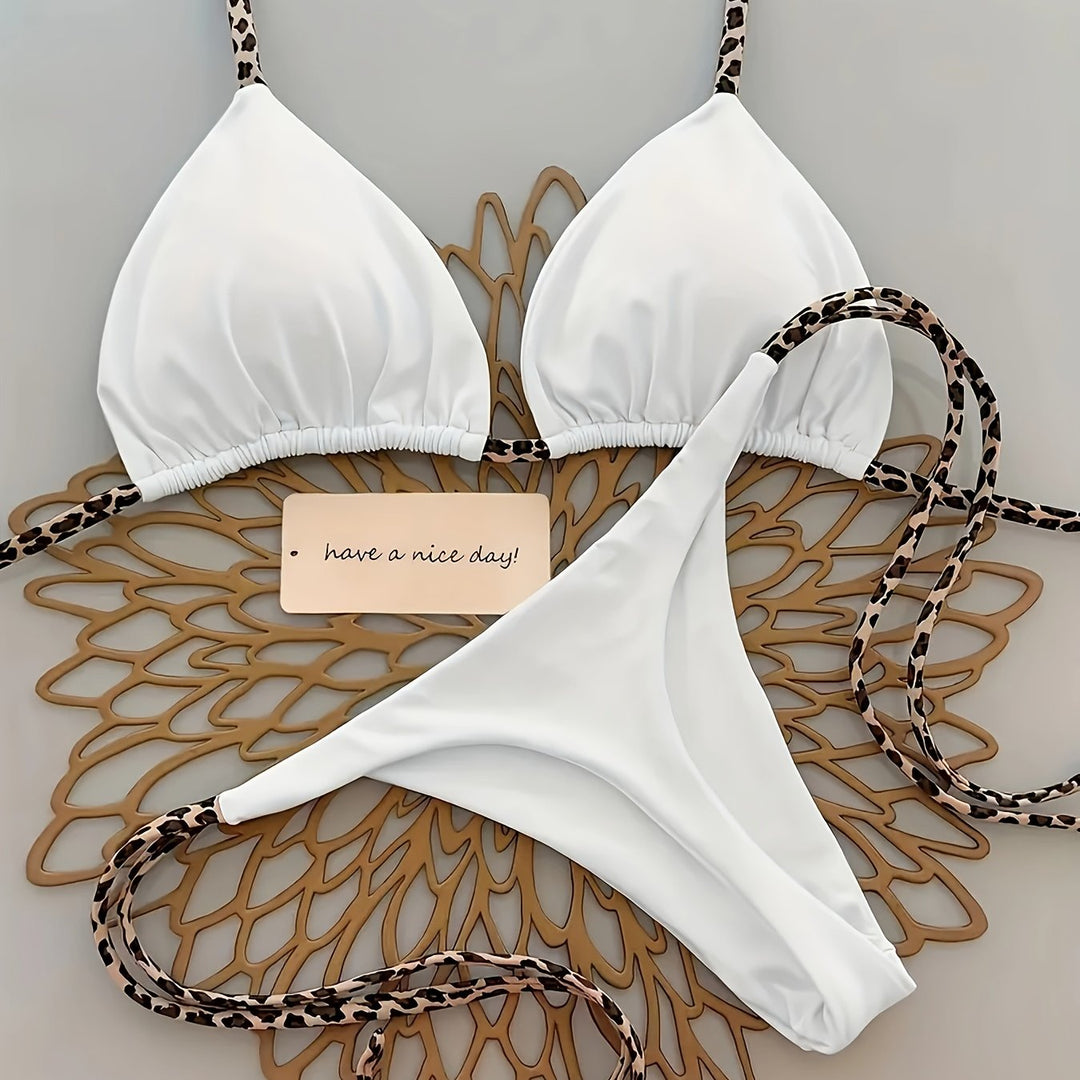 Sahara | Leopard Accent Triangle Bikini Set