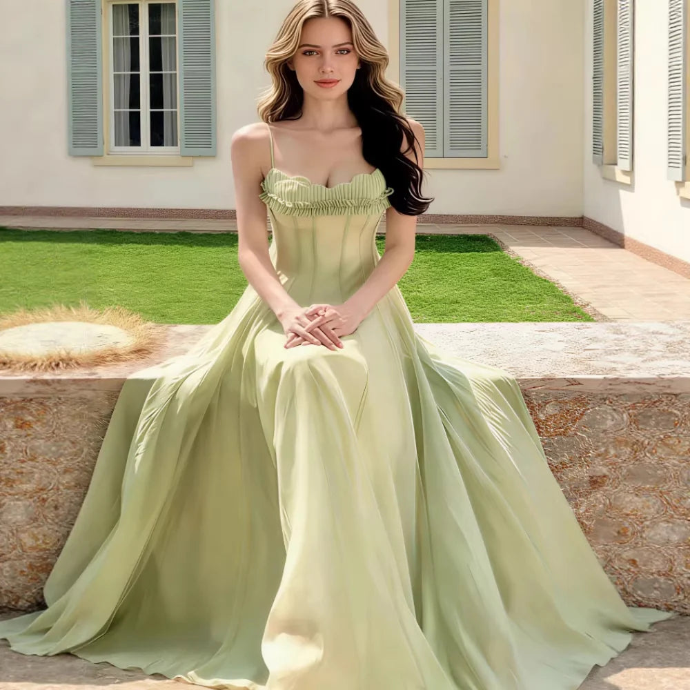Mireilla | Ruffled Corset Tulle Maxi Dress