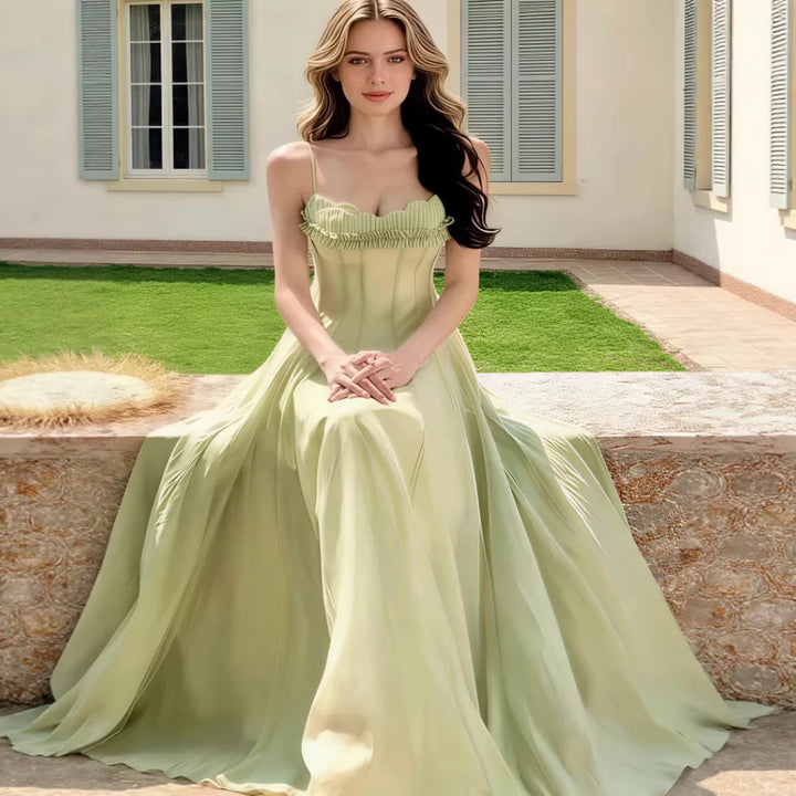 Mireilla | Ruffled Corset Tulle Maxi Dress