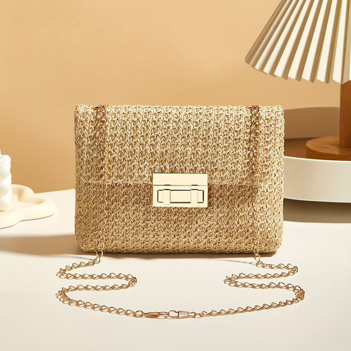 Paloma | Woven Straw Flap Crossbody Bag