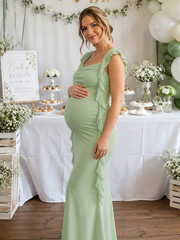 Piper | Ruffle Trim Maternity Maxi Dress