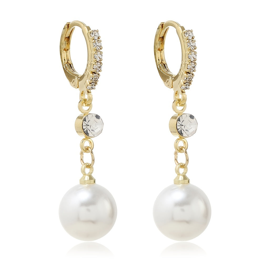 Solene | High-End Gentle Style Faux Pearl Drop Huggie Earrings
