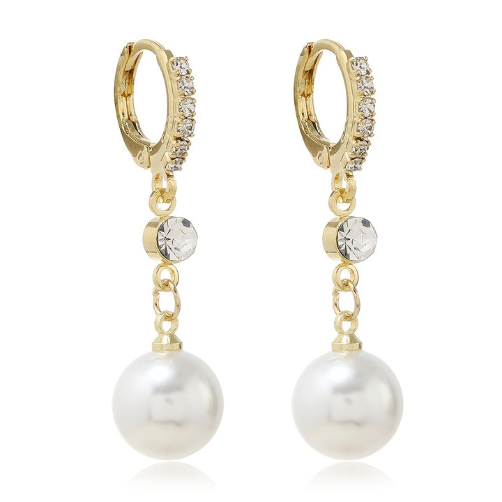 Solene | High-End Gentle Style Faux Pearl Drop Huggie Earrings