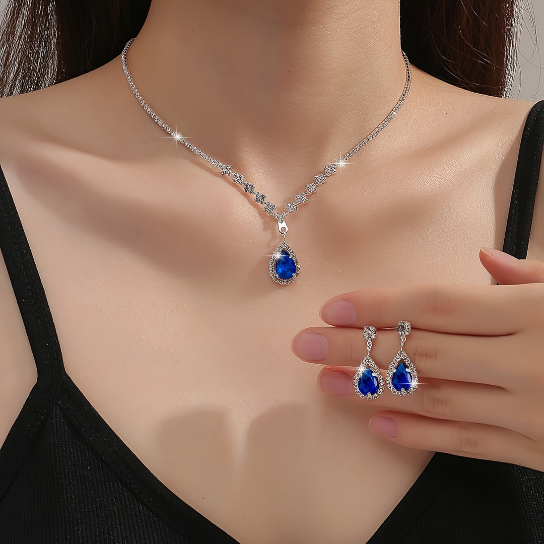 Nicolette | Teardrop Rhinestone Jewelry Set