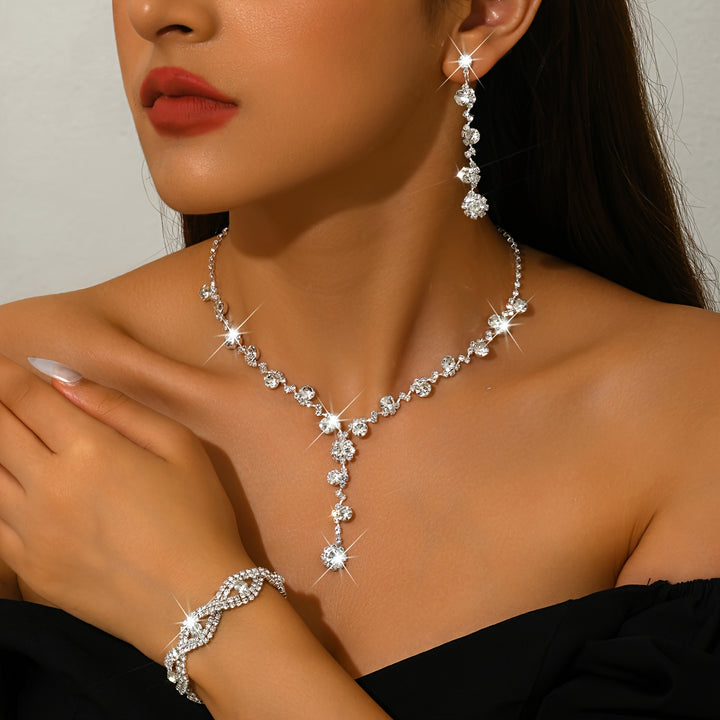 Rosalind | Rhinestone Y-Necklace Jewelry Set
