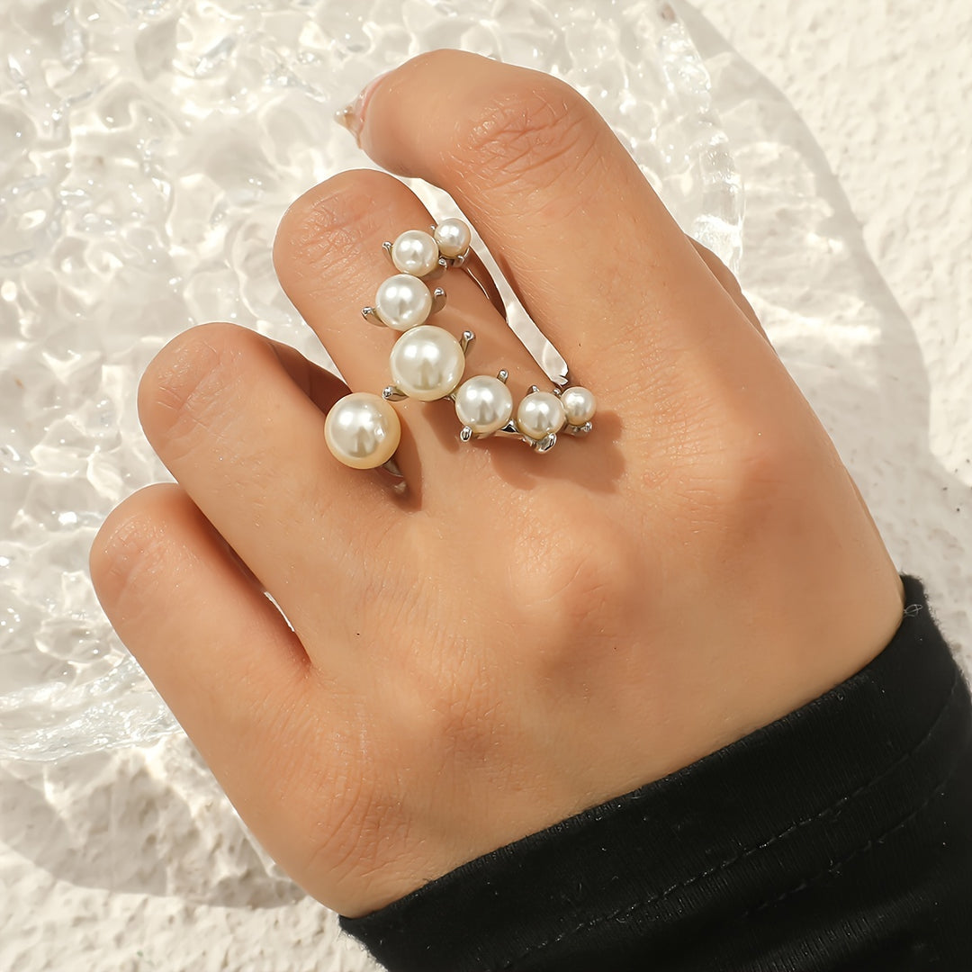 Geneva | French Retro Faux Pearl Cluster Statement Ring