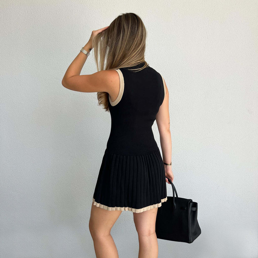 Nerine | Sleeveless Contrast Trim Mini Dress