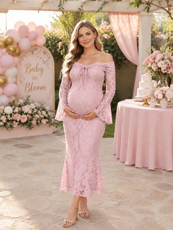 Kylie | Off-Shoulder Lace Maternity Dress