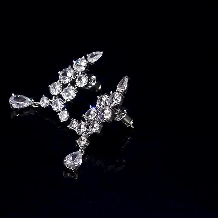 Madrigal | Cubic Zirconia Cluster Teardrop Earrings