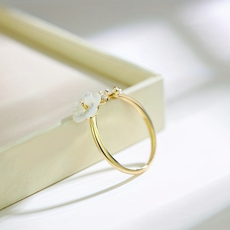 Flora | Floral Leaf Open Adjustable Ring