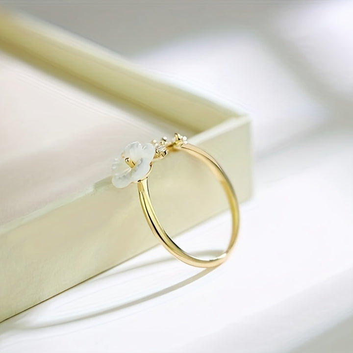 Flora | Floral Leaf Open Adjustable Ring