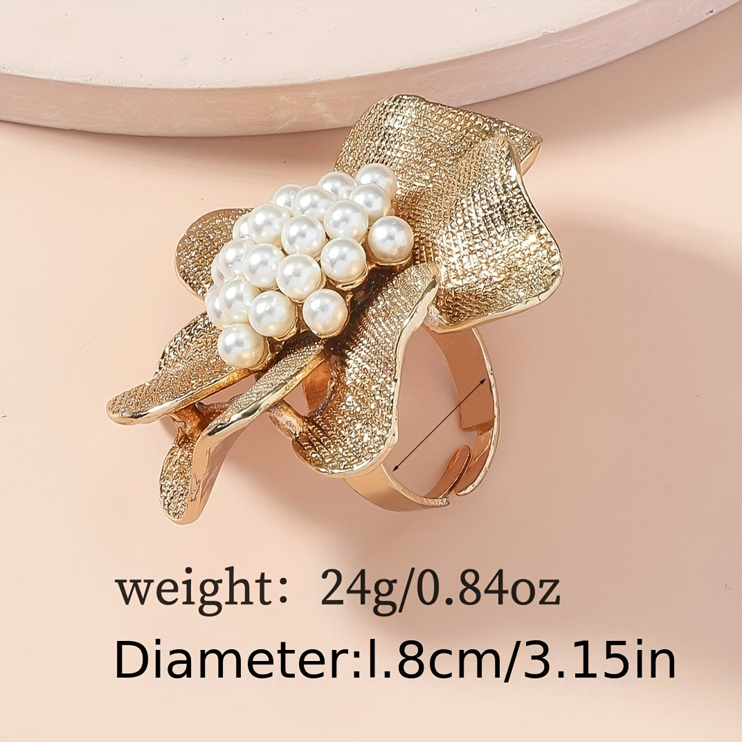 Geneva | French Retro Faux Pearl Cluster Statement Ring