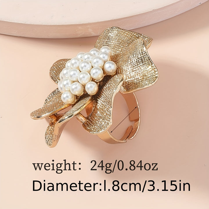 Geneva | French Retro Faux Pearl Cluster Statement Ring