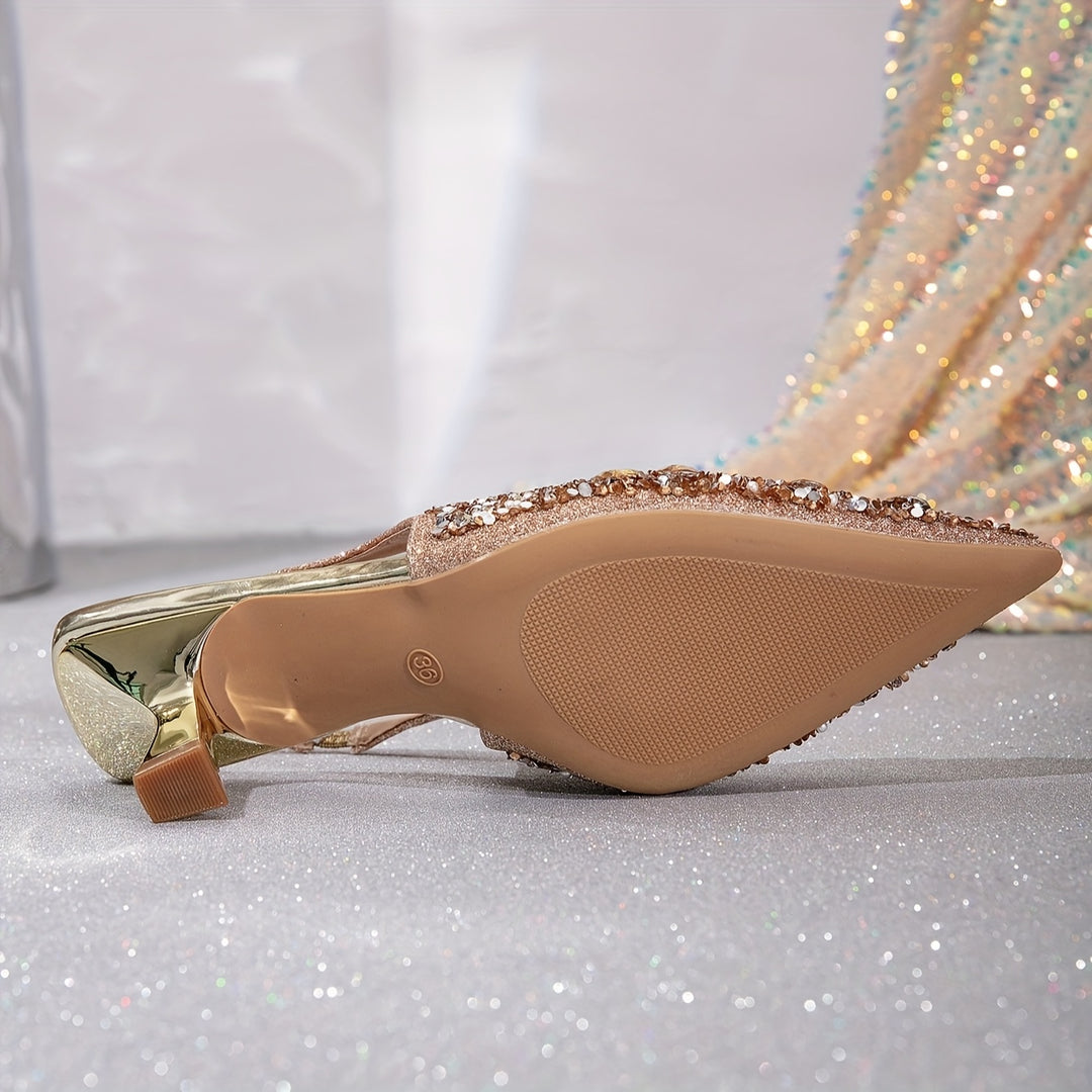 Lucinda | Crystal Slingback Heels