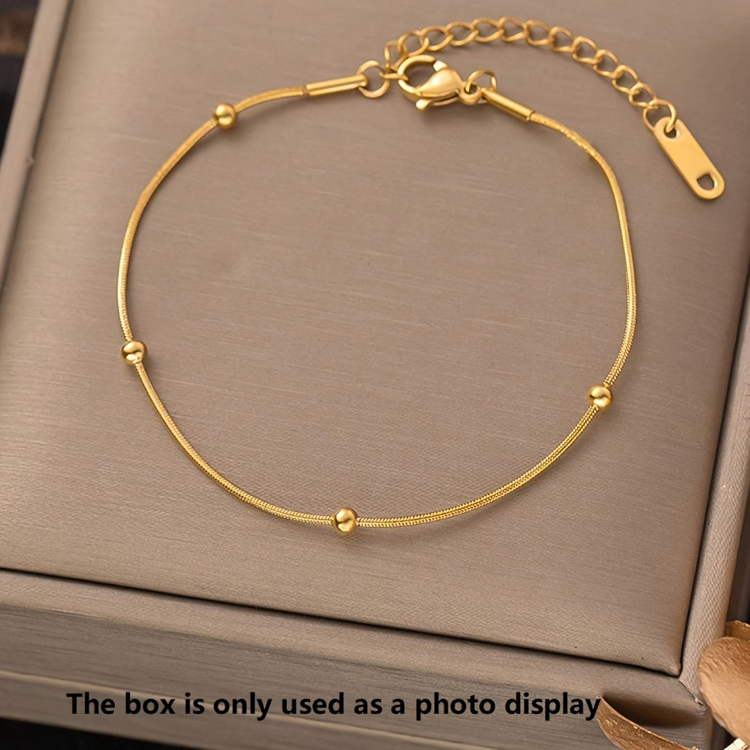 Alara | Minimalist Stainless Steel Snake Chain Bead Bracelet