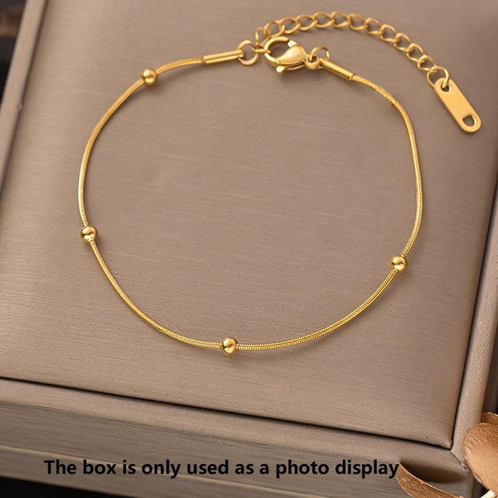 Alara | Minimalist Stainless Steel Snake Chain Bead Bracelet