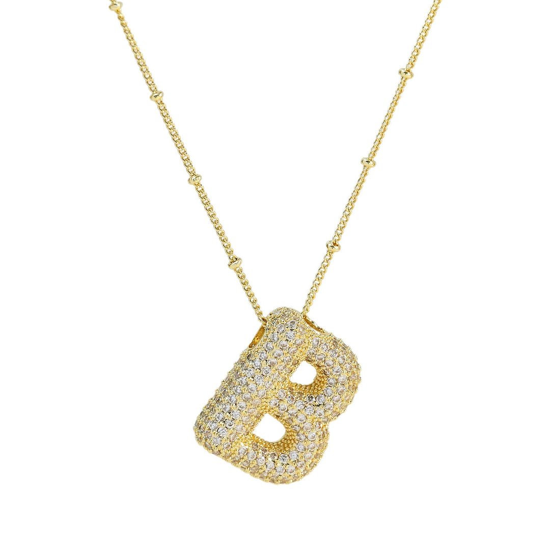 Saskia | Diamond Bubble Letter Necklace