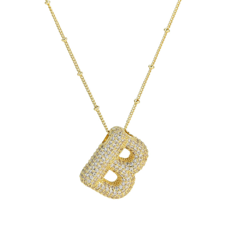 Saskia | Diamond Bubble Letter Necklace
