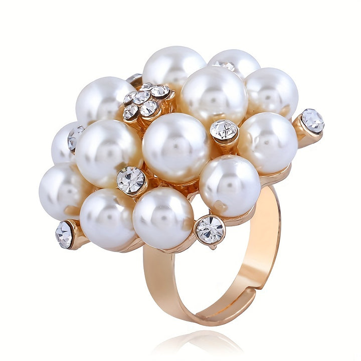 Geneva | French Retro Faux Pearl Cluster Statement Ring