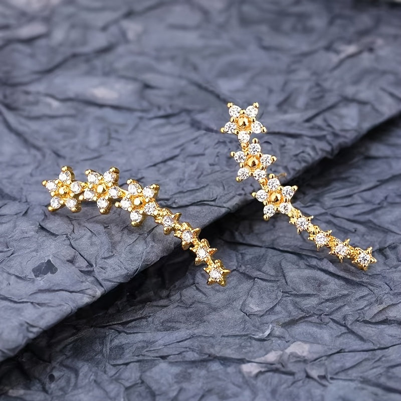 Fleurine | Rhinestone Flower Ear Climbers