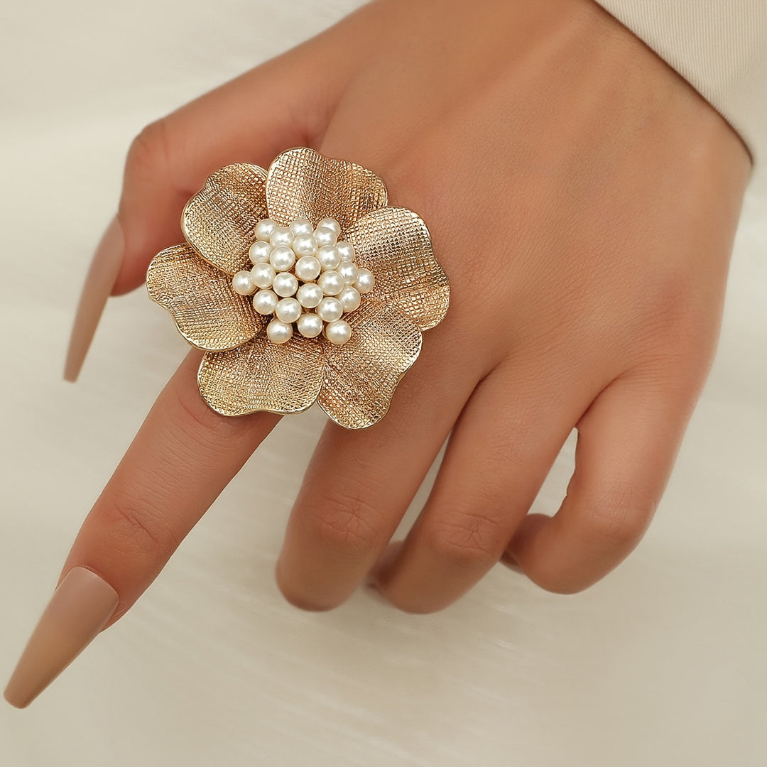 Geneva | French Retro Faux Pearl Cluster Statement Ring