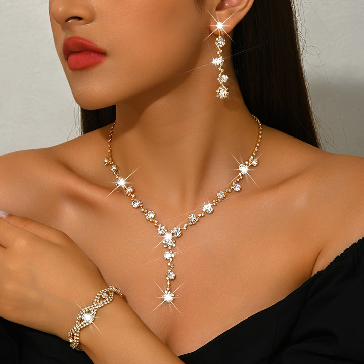 Rosalind | Rhinestone Y-Necklace Jewelry Set