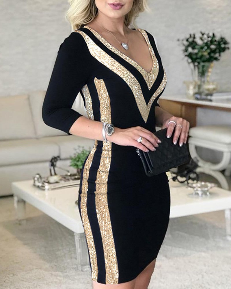 Chelsea | Sequin Trim Bodycon Mini Dress