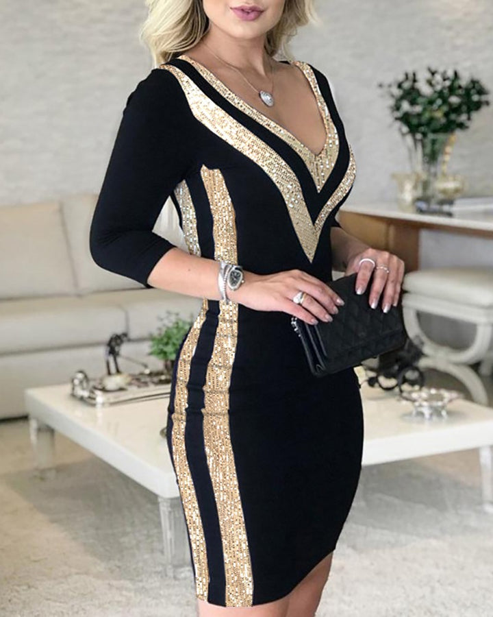 Chelsea | Sequin Trim Bodycon Mini Dress