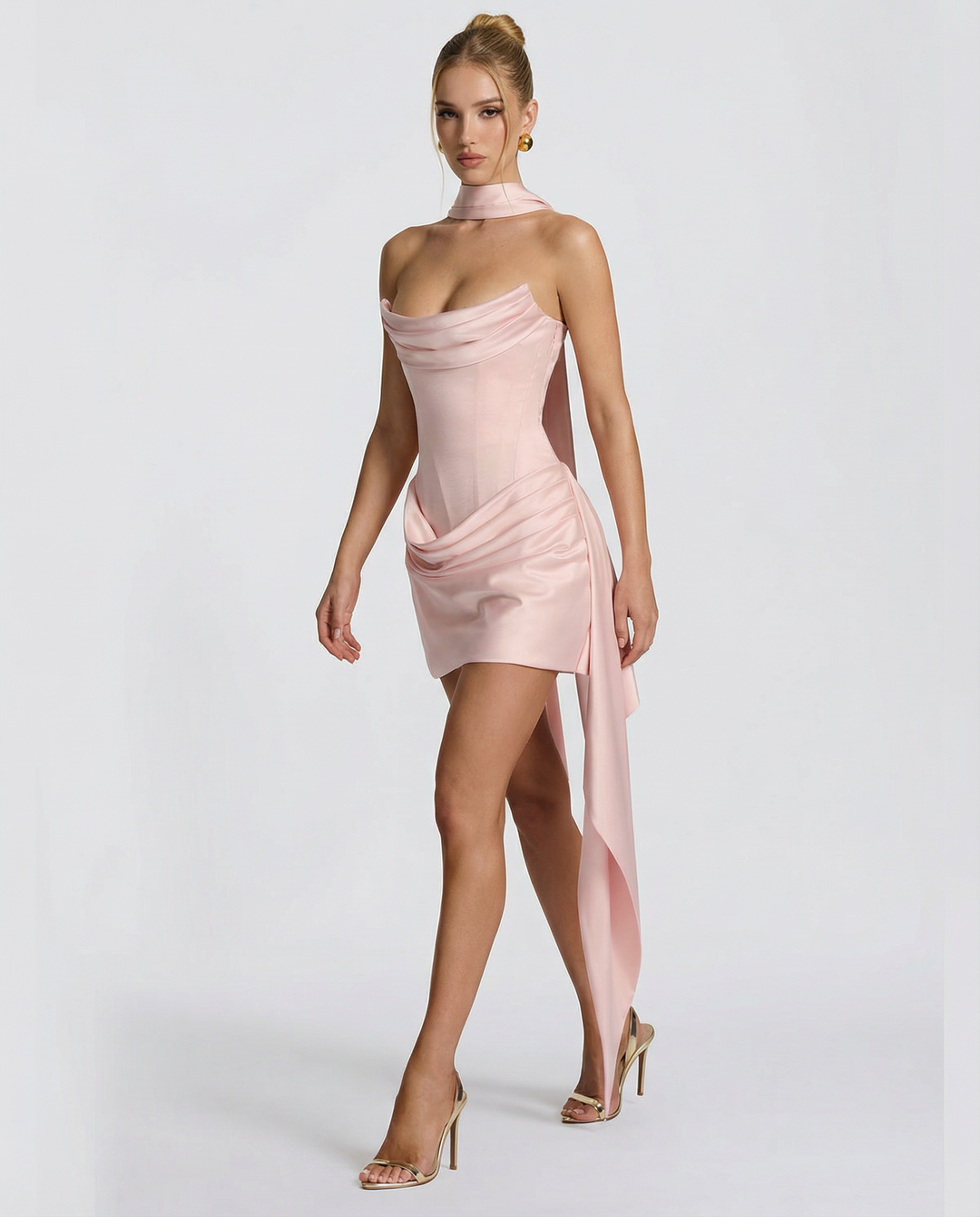 Aria | Blush Hour Mini Dress in Soft Pink