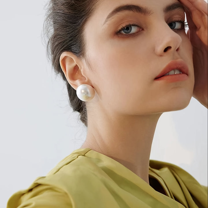 Céleste | Vintage Large Faux Pearl Stud Earrings