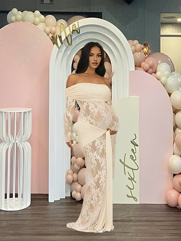 Bindi | Off-Shoulder Lace Maternity Maxi Dress