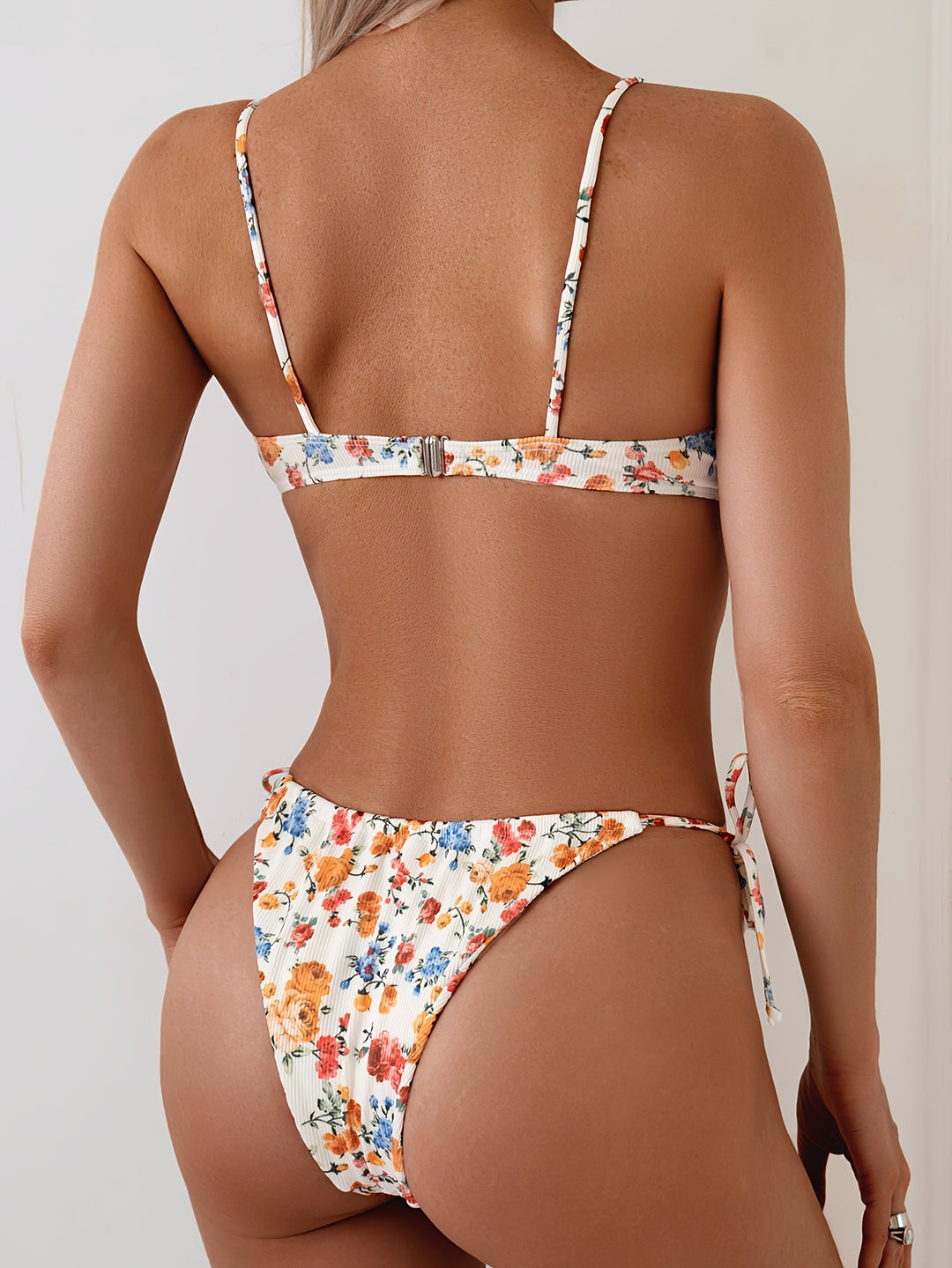 Fianna | Floral Ruched Tie Bikini Set