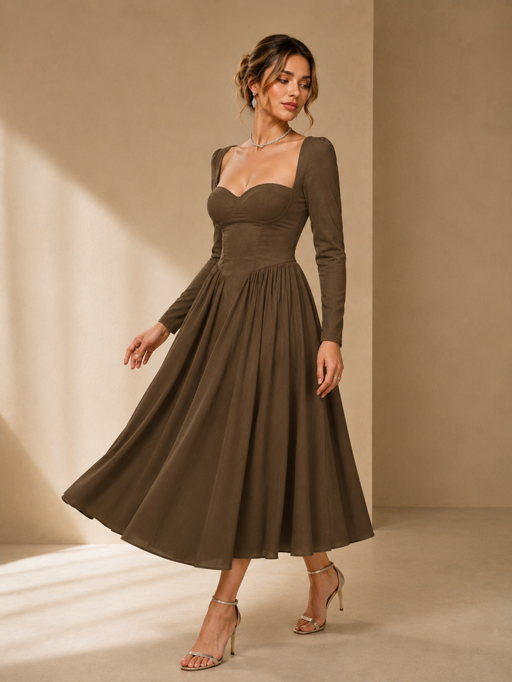 Aria | Long Sleeve Tie Back A-Line Dress