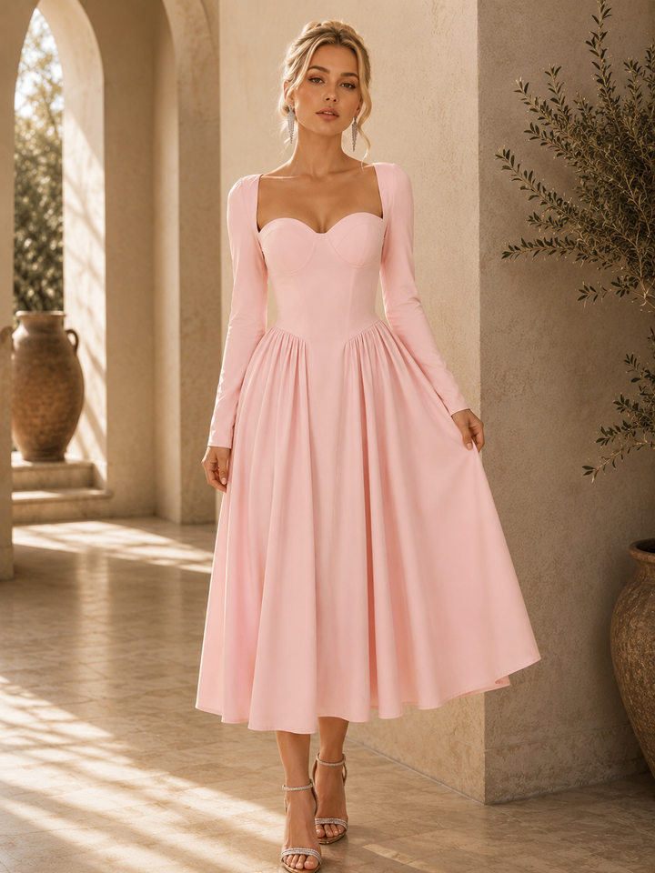 Aria | Long Sleeve Tie Back A-Line Dress