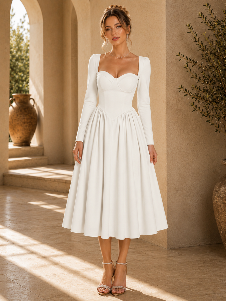Aria | Long Sleeve Tie Back A-Line Dress