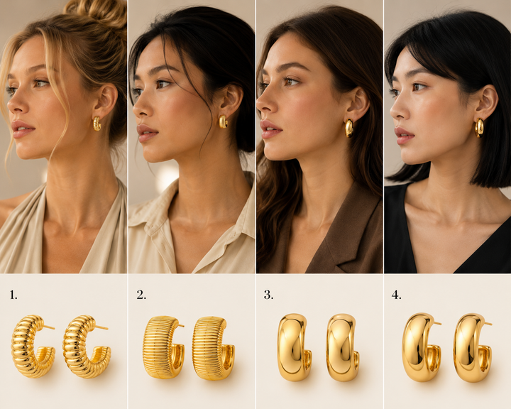 Calliste | Chunky Gold-Tone &amp; Crystal Earrings Set
