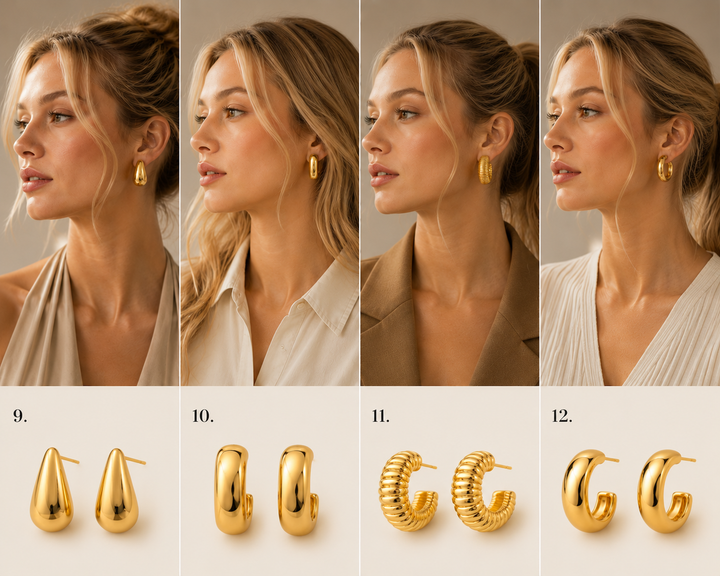 Calliste | Chunky Gold-Tone &amp; Crystal Earrings Set
