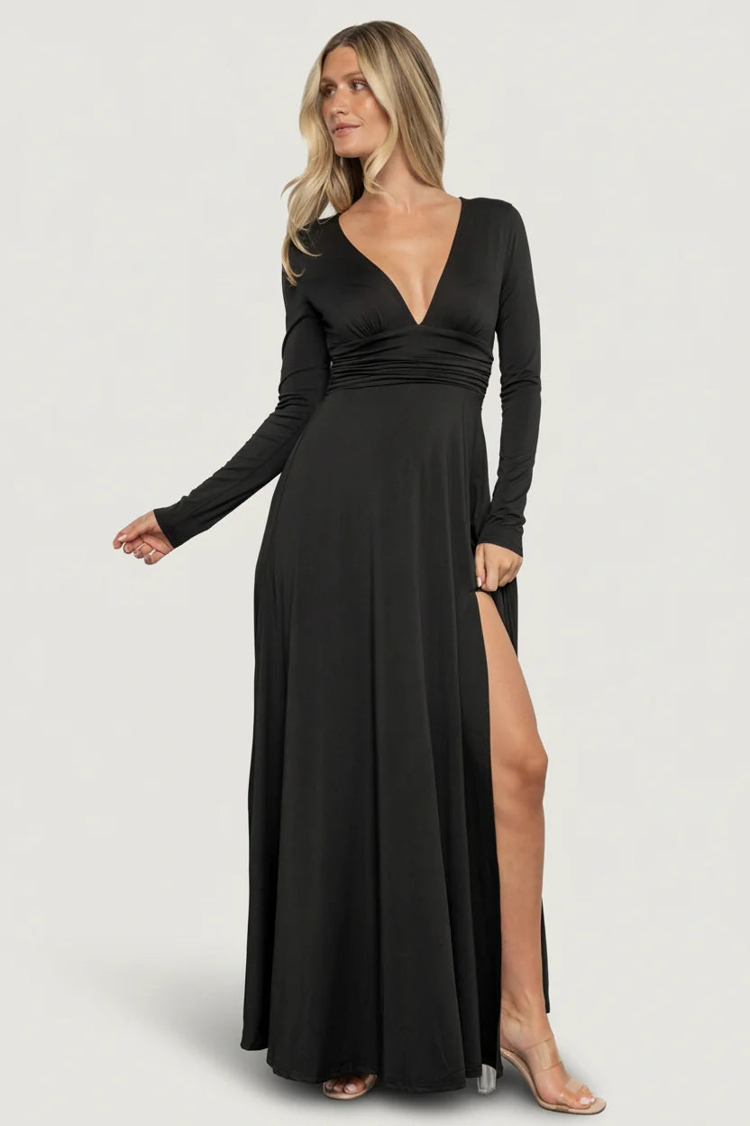 Arianna | Long Sleeve Slit Maxi Dress