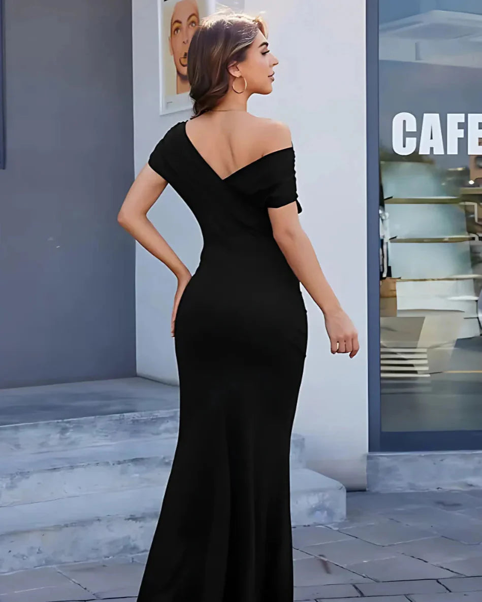Liora | Emerald Off-Shoulder Bodycon Maxi