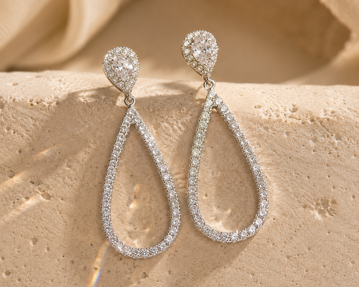 Evadne | Rhinestone Open Teardrop Earrings