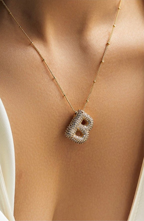 Saskia | Diamond Bubble Letter Necklace