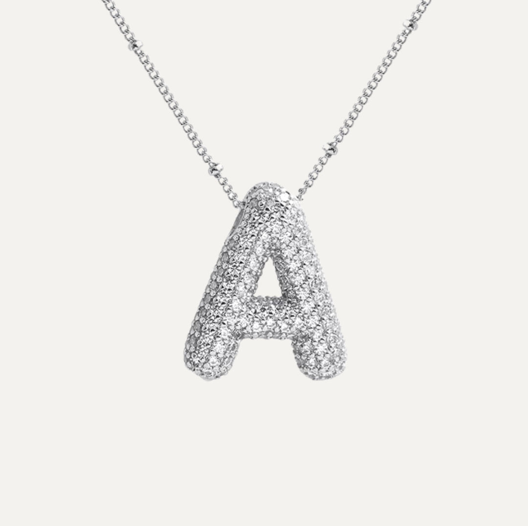 Saskia | Diamond Bubble Letter Necklace