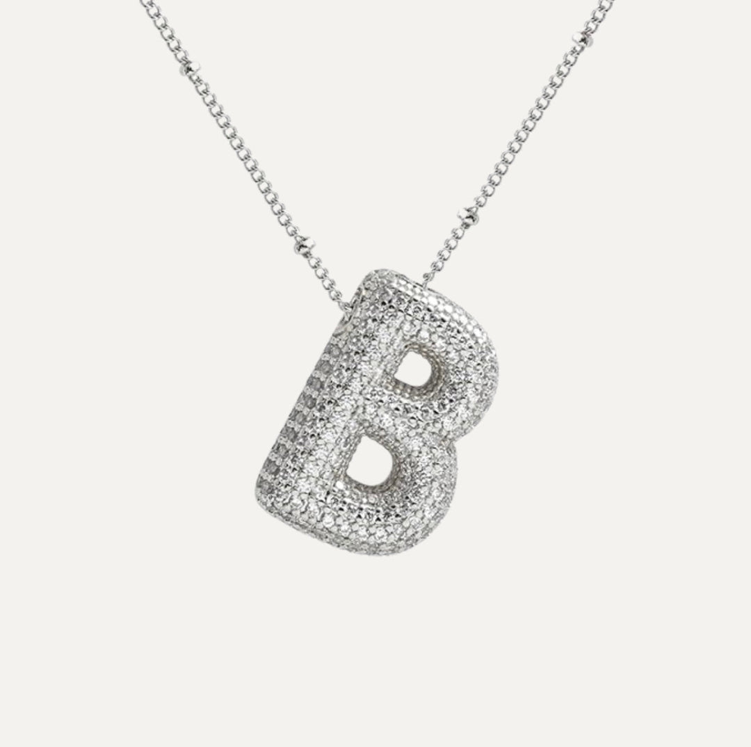 Saskia | Diamond Bubble Letter Necklace