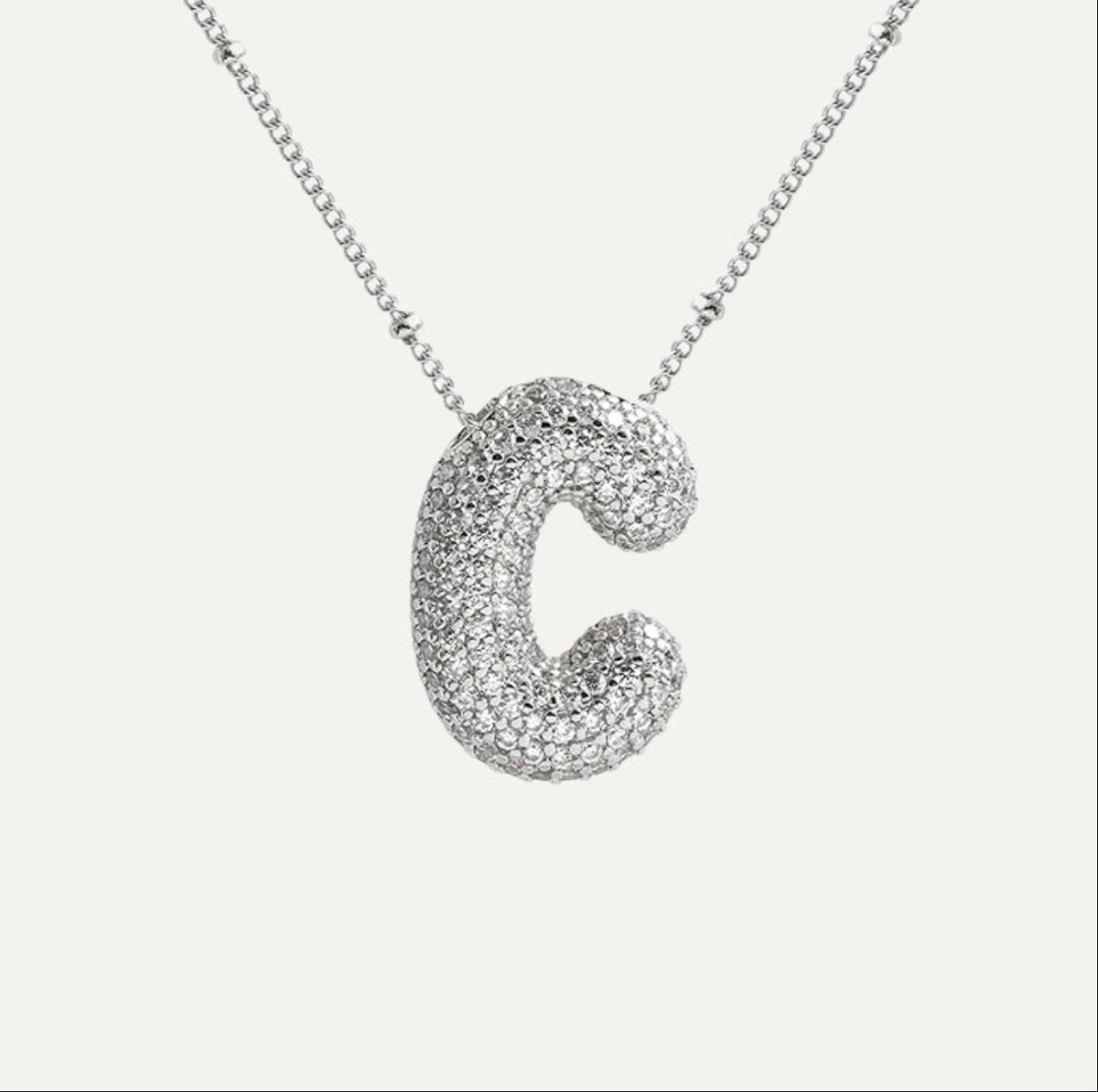 Saskia | Diamond Bubble Letter Necklace