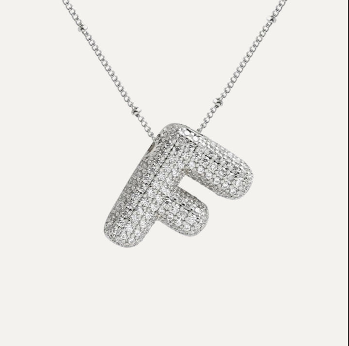 Saskia | Diamond Bubble Letter Necklace