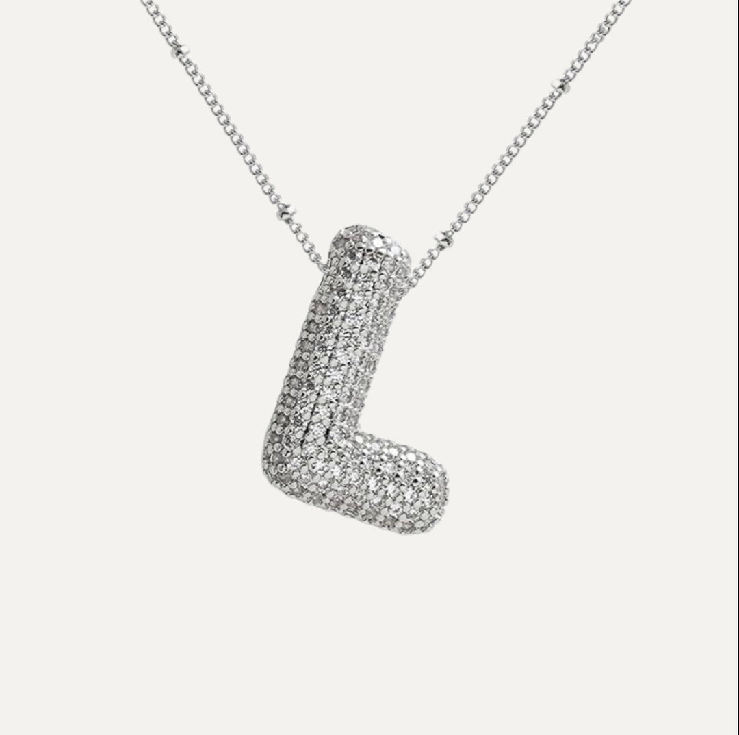 Saskia | Diamond Bubble Letter Necklace